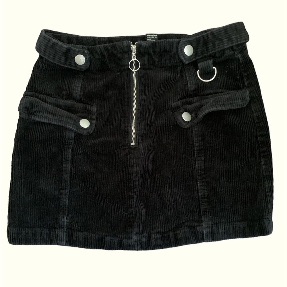 Corduroy black skirt